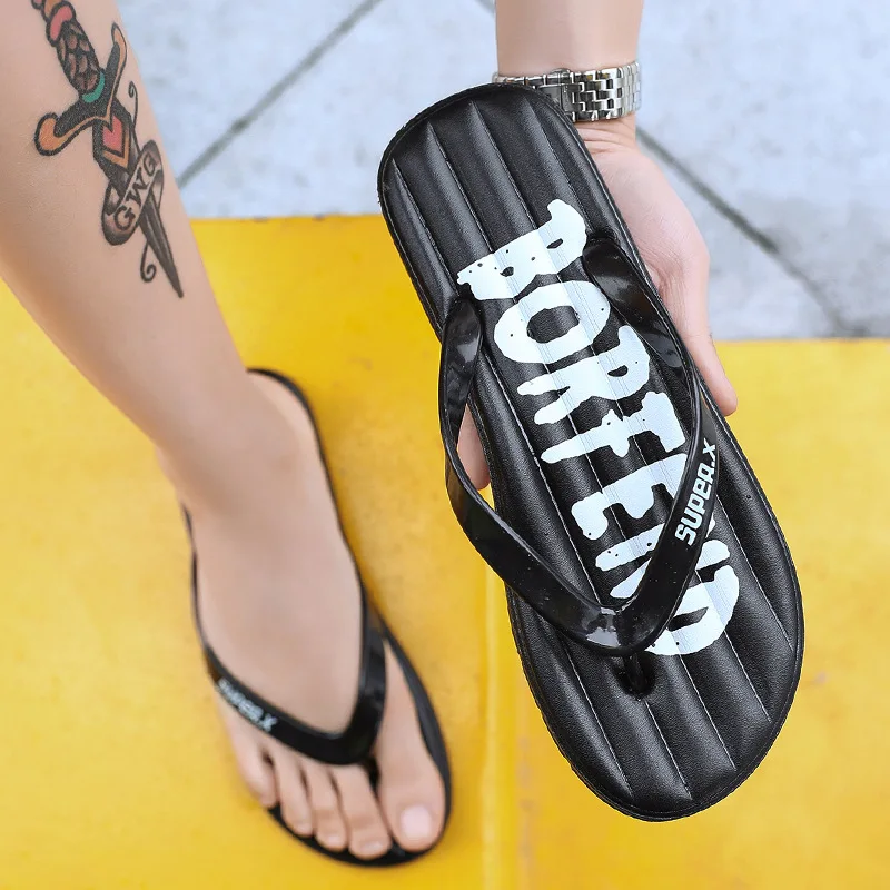 South Korean version of soft-soled anti-skid alphabetic slippers for summer 2019 men's comfortable and leisure beach shoes | Обувь