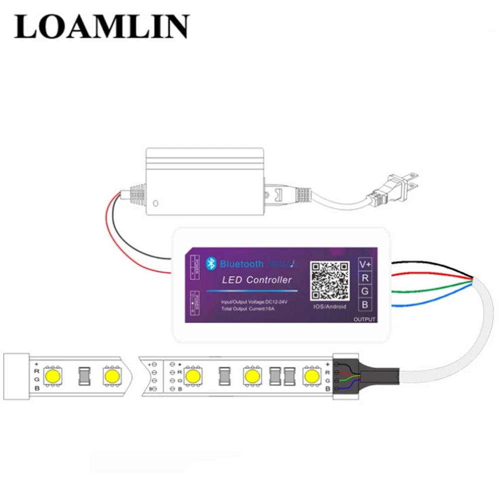 RGB контроллер DC 12 В 24 в 18A светодиодный музыкальный Bluetooth для SMD 5050 3528 светодиодной
