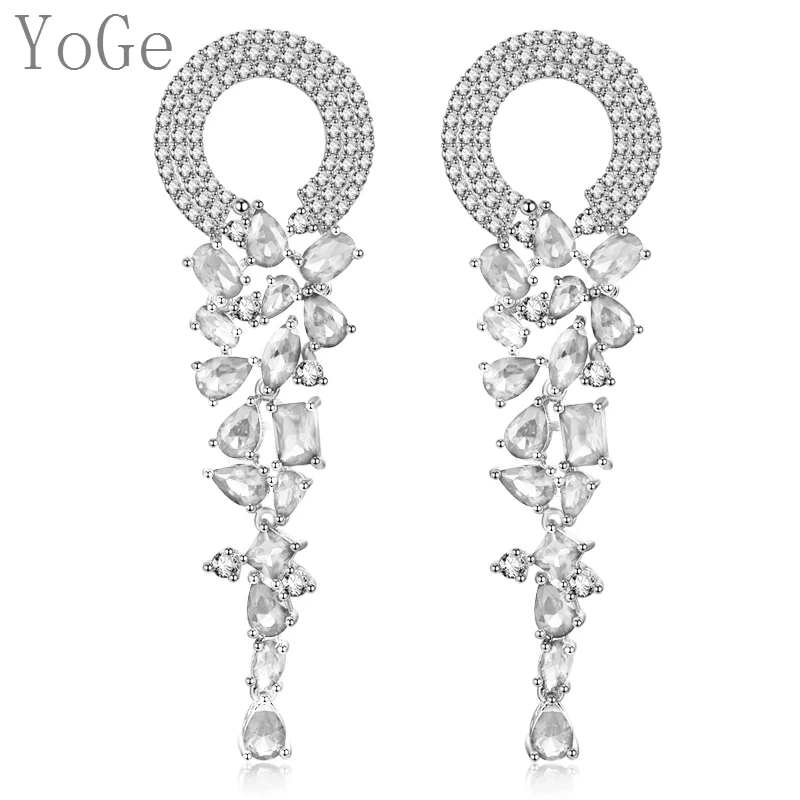 Женские серьги капельки YoGe E9331 модные длинные в форме капель ААА для свадьбы и