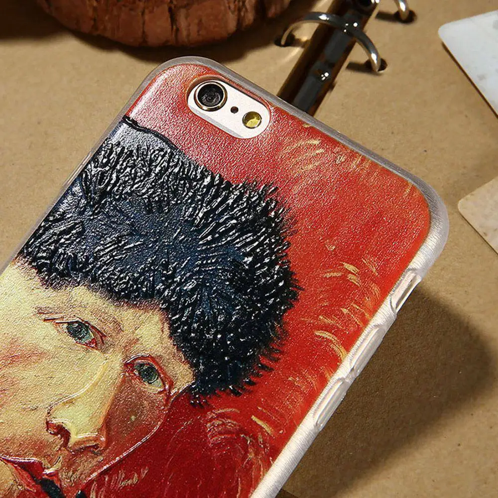 Caseier художественным принтом 3D помощи чехол для iPhone X 8 7 Plus 6 6S 5S 5 SE тиснением сзади