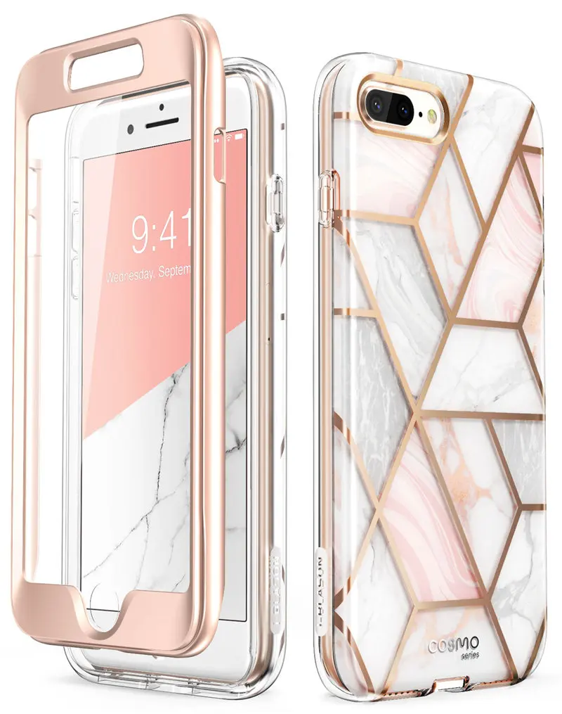 Для Apple iPhone 7 Plus/8 Plus чехол 5,5 дюймов i-Blason Cosmo полностью мраморный розовый Бампер чехол со встроенным протектором экрана