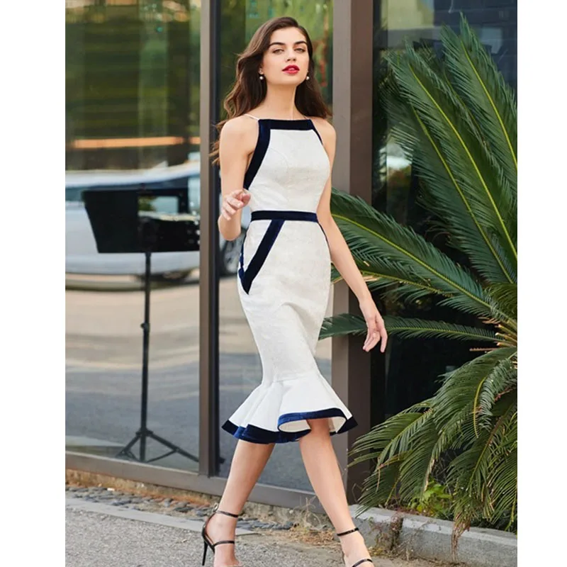 Оптовая продажа новый стиль платье белая знаменитость бутик эластичное