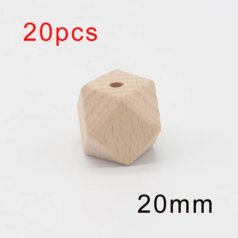 

XCQGH 20PCS Hexagon Beech Wooden Teether Beads DIY Baby Teething Chew Bracelet Necklace or Pacifier Clip Chain 6 Size