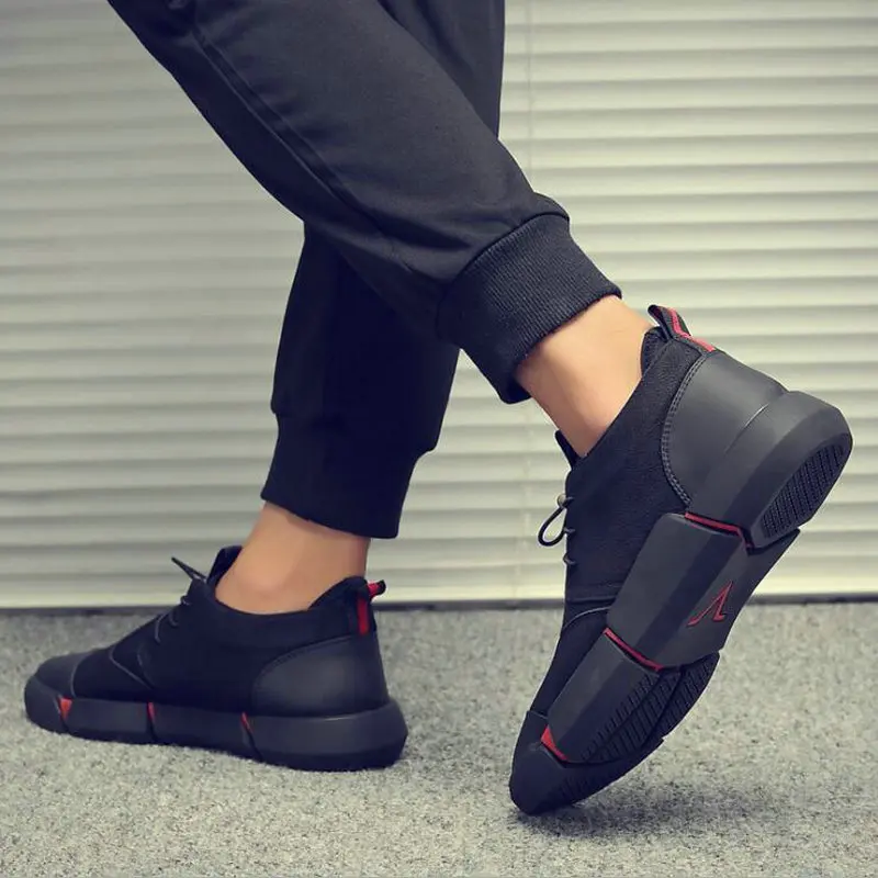 New Leather Men Shoes Breathable Casual All black flats sneaker shoes HD-65 |