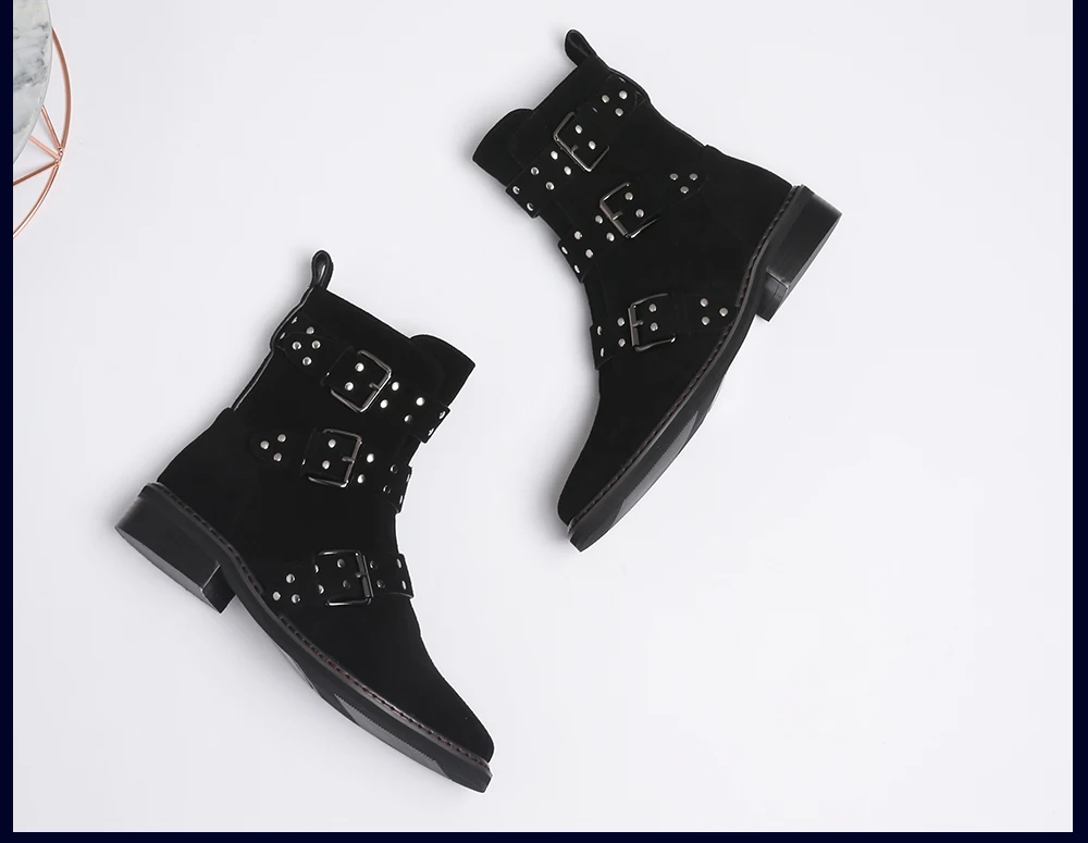 SOPHITINA New Fashion Genuine Leather Square Heel Women Boots Casual Outside Med Heel Shoes Basic Solid Ladies Ankle Boots SO224