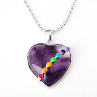 charms heart chakra of natural stone beaded pendant necklace carnelian pink quartz pendants necklaces for women choker lol
