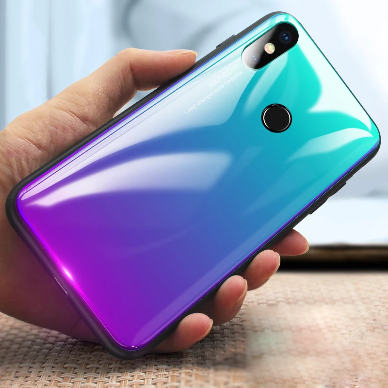 Стекло антидетонационных чехол для телефона xiaomi mi 8 ярких цветов TPU + PC мягкую hard