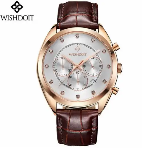 Роскошные WISHDOIT новые модные многофункциональные часы с кожаным ремешком Мужские кварцевые часы водонепроницаемые наручные часы мужские настольные часы