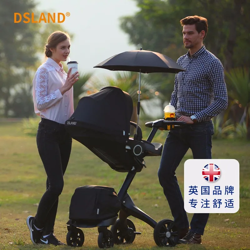 Новинка года, обновленная Роскошная прогулочная коляска DSLAND с высоким пейзажем, может лежать и лежать, светильник, складной зонт для детей от 0 до 4 лет