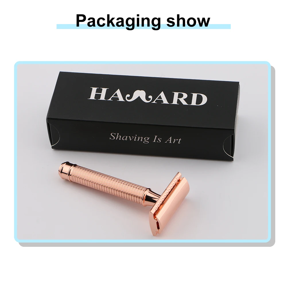 HAWRAD RAZOR Men's Double Edge Razor Manual Safety Razor 1 Zinc Alloy Head+Gold Brass Handle+10 Blades+Gift Box,Women Razors