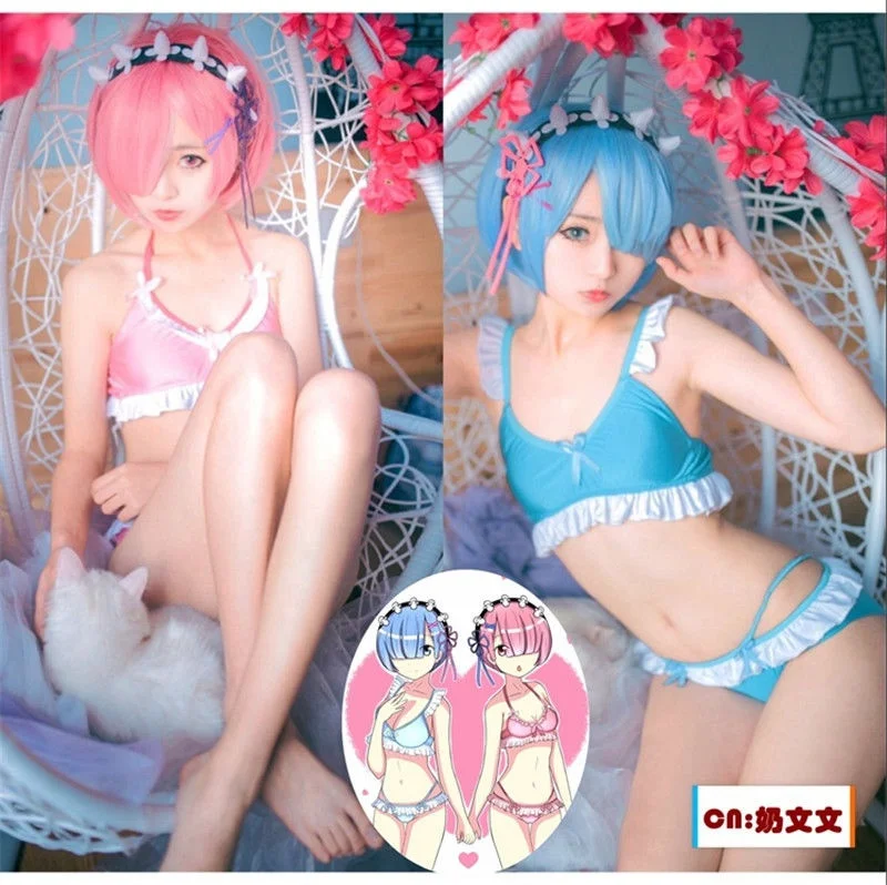 Re:Zero Ram Rem костюмы для косплея комплекты бикини бюстгальтер нижнее белье штаны