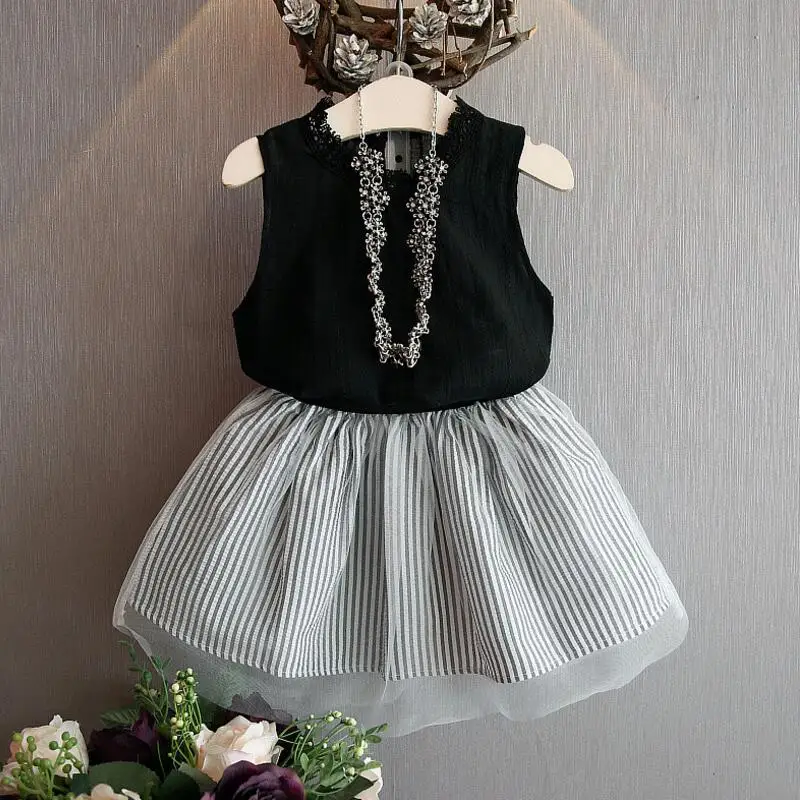 Лето 2017 комплекты одежды для девочек одежда маленьких детей кружевная Женская +