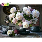 DPF DIY круглая Алмазная вышивка белый цветочный узор Алмазная картина горный хрусталь картина, Алмазная мозаика Искусство вышивка крестом подарок