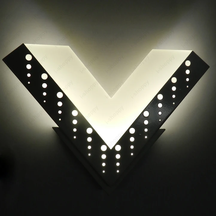 Indoor 10W LED Wall Sconce Light Modern Decor V-shape Lamp Living Room Exhibition Hotel Canteen White