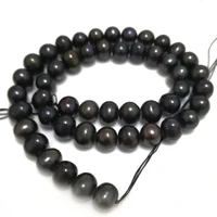 16 inches 8 9mm a good luster black natural potato pearl loose strand for necklace