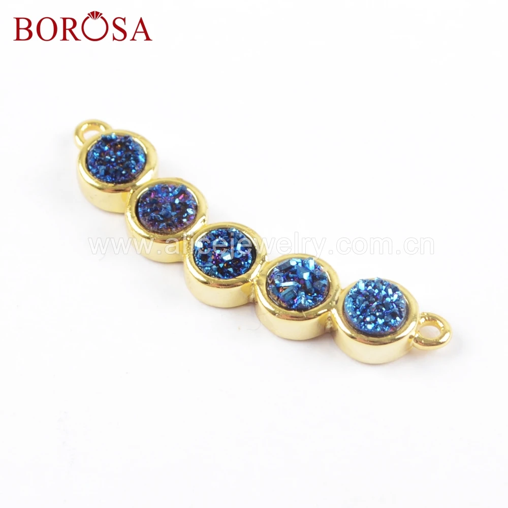 BOROSA 5 шт. смешанных цветов Пять круглых друзных бусин Золотые разъемы ободок