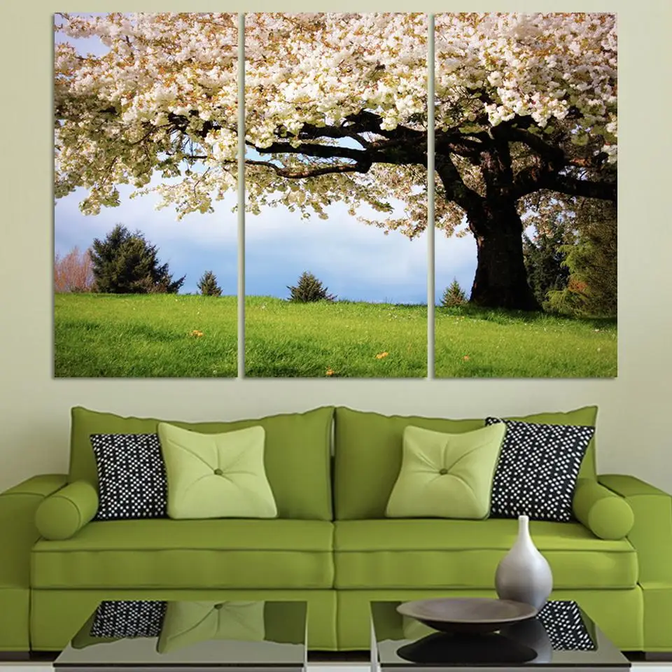 3 шт. Картина на холсте зеленое дерево|large wall pictures|picture for living roomwall pictures |