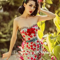 free shipping le palais vintage classic retro sweet cherry hit color pin up bowknot bodycon dress