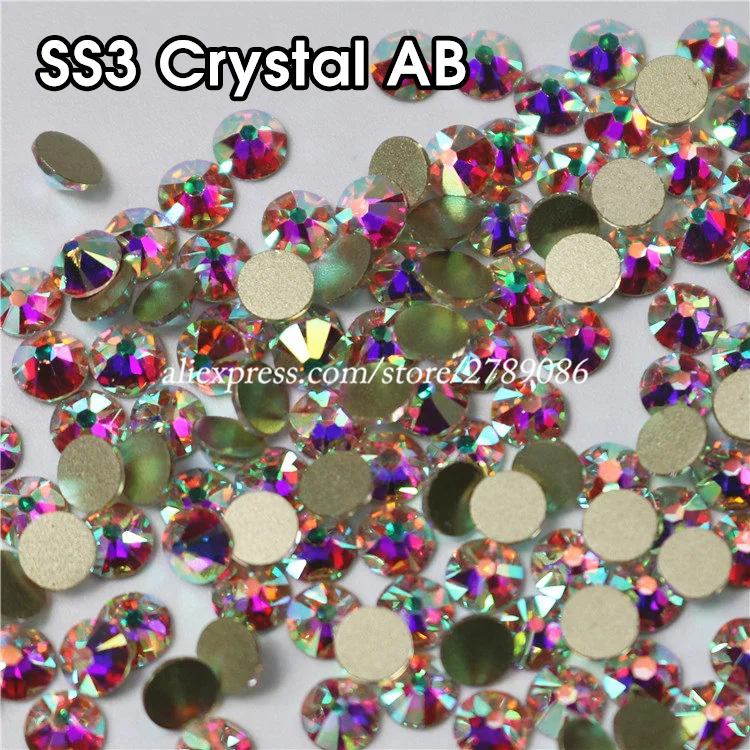 Стразы с плоским основанием для дизайна ногтей 1440 шт./лот ss3 (1 1 ~ 3 мм)|crystal ab rhinestones|ab