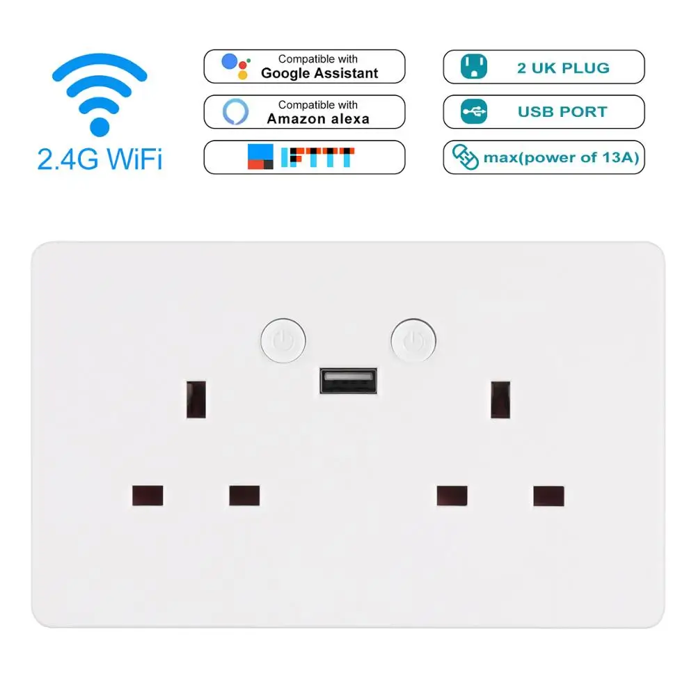 Двойной 2 USB порт 10A настенная розетка панель вилка US UK Smartlife телефон пульт