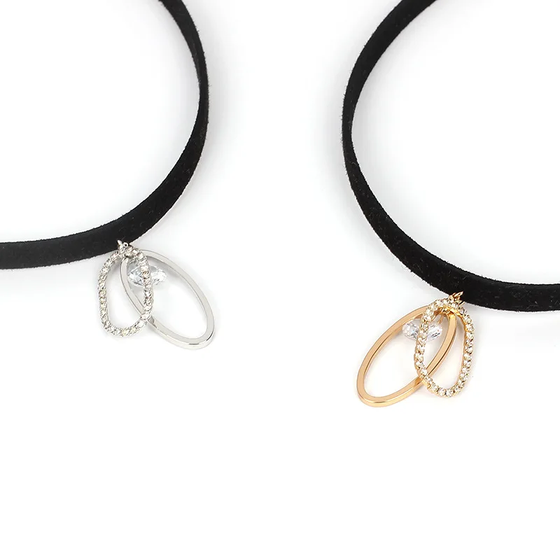 DoreenBeads модное серебряное Золотое геометрическое ожерелье-чокер черная бархатная