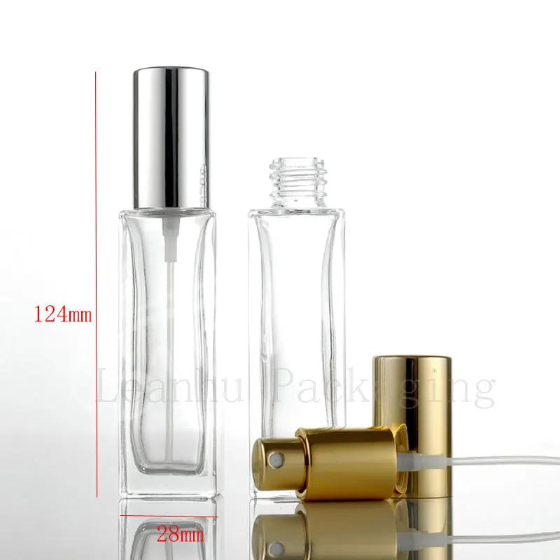 

20ml empty transparent square perfume mist sprayer glass bottle , 20cc clear perfumes makeup setting spray pump glass atomizer