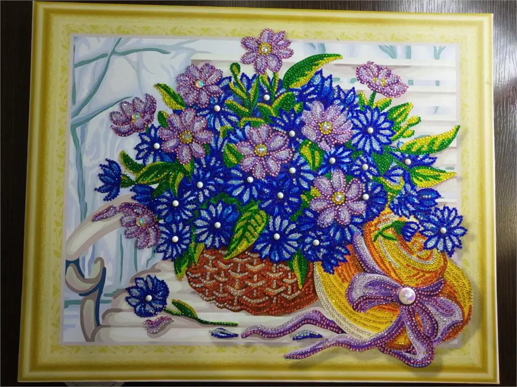 DIY Алмазная вышивка круг алмаз специальная форма мультяшная картина Цветочная