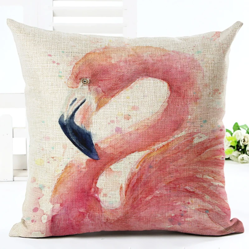 2016 новейший милый акварельный Фламинго квадратный льняной с принтом декор для