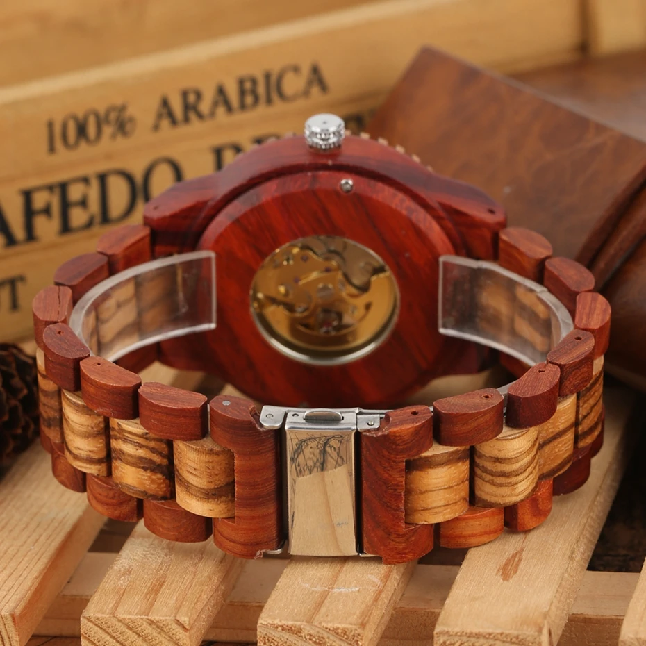 

Full Wooden Watch for Men Top Luxury Automatic Mechanical Clock Male Wooden Strap Army Military Business Watch Retro Wristwatch