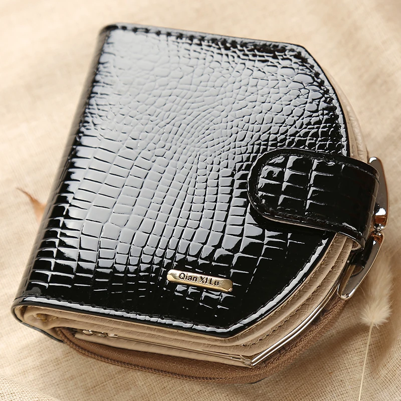 

New Brand Design Mini Wallets Women Hobo Purses Fashion Patent Leather Coin Wallets Red and black Female Money Bag