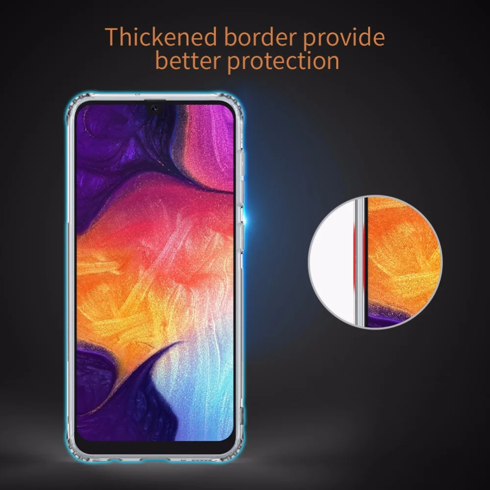 Чехол для Samsung A50, чехол для Samsung Galaxy A30, A70, Nillkin, натуральный, мягкий, TPU, прозрачный, задний чехол с розничной упаковкой