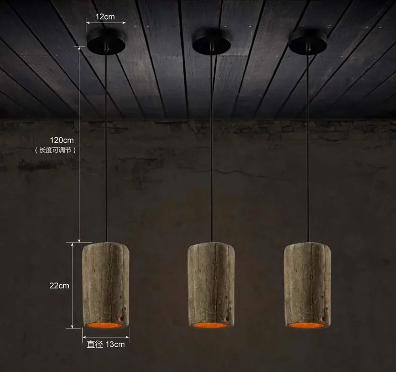 Американский кантри деревянный цемент подвесные светильники приспособление