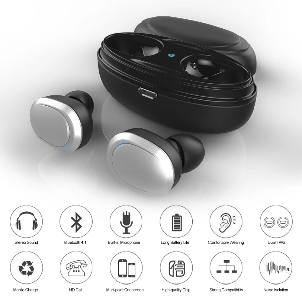 TWS Беспроводные Bluetooth мини наушники вкладыши стерео музыкальные гарнитуры для