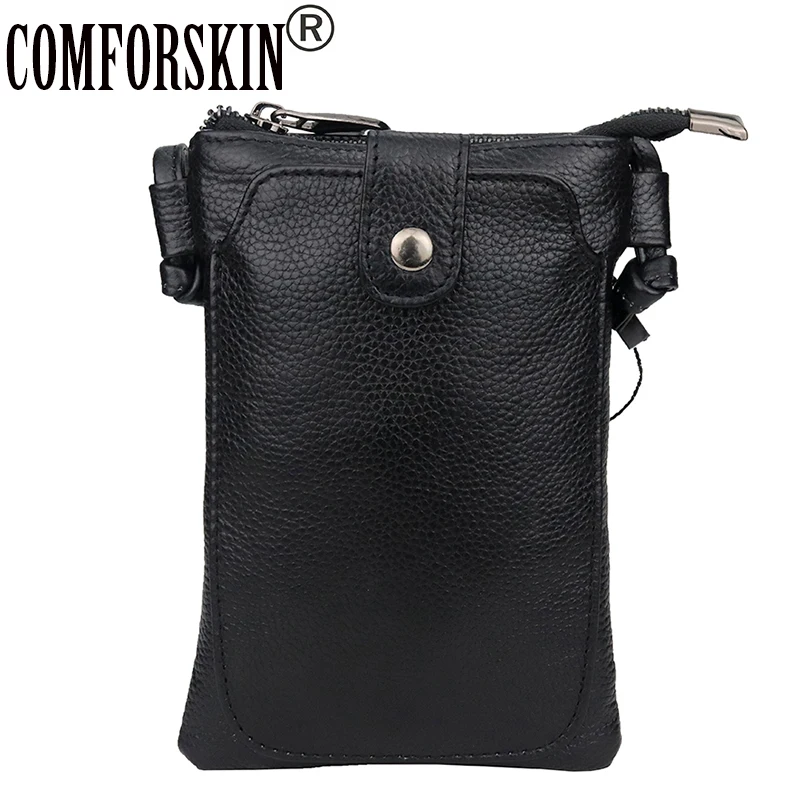 

COMFORSKIN Luxurious Cowhide Leather Women Messenger Bag New Arrivals Ladies Small Mobile Phone Bag Multi-function Female Bags