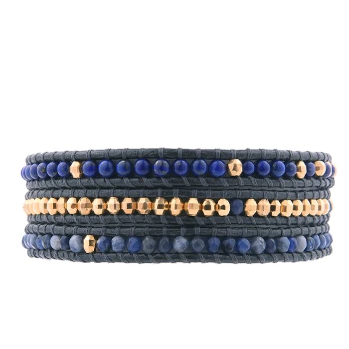 

sodalite beads mix lapis stone bracelet with closure