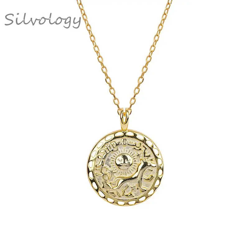 Женское колье из серебра 925 пробы с круглым солнцем | Украшения и аксессуары