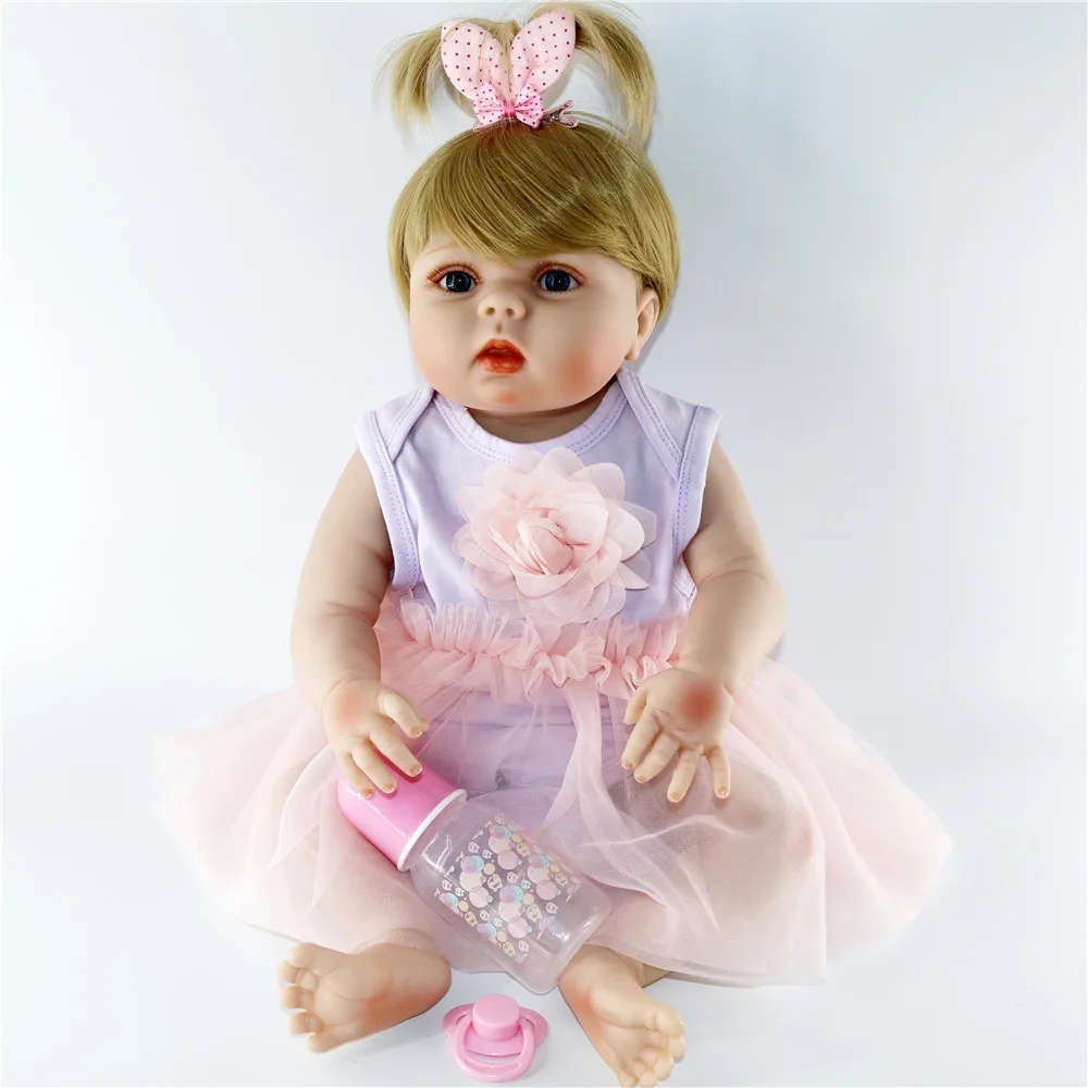 Игрушечные куклы Bebes Reborn из полного винила и силикона для детей подарок 23-57 см блондинки принцессы, можно купать.