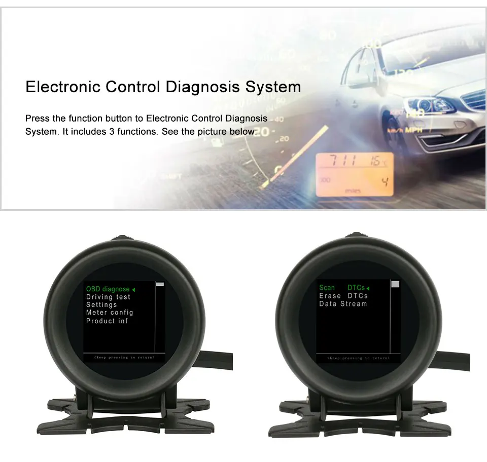 AUTOOL X60 автомобильный Умный Цифровой Многофункциональный измеритель, дисплей, измеритель скорости, датчик температуры воды, Ранняя сигнализация, автоматический считыватель кодов неисправностей