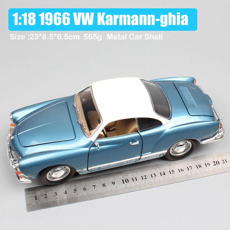Дорожный фирменный 1:18 масштаб Большой Классический 1966 Karmann ghia Тип 34 спортивные литые модели автомобилей и транспортных средств игрушки thumbnails для мальчика - Color: 1966 VW Karmann ghia