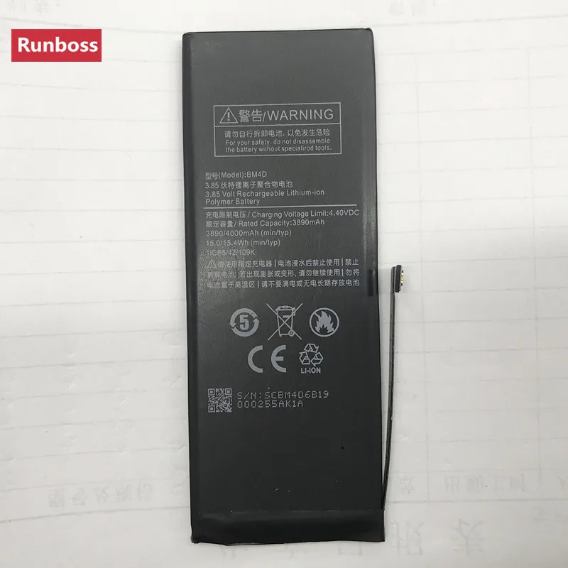 

Runboss Original Quality 3890/4000mAh Battery BM4D for Xiaomi Mobile Phone Batterie