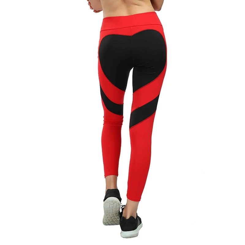 Heart Shape Patchwork Plus Size Yoga Pants Sportwear Women Sports Leggings Running Tights Jogging Gym Fitness Workout Trousers