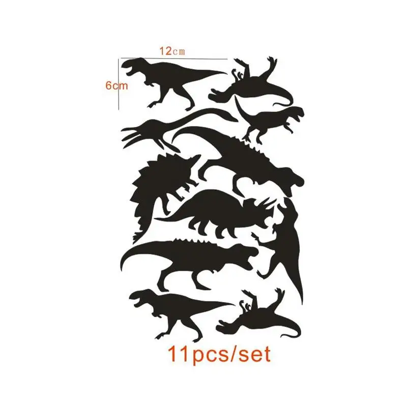 11 шт./компл. с героями мультфильмов в стиле «Парк Юрского периода», милые динозавры наклейки на стену для маленьких мальчиков номеров Детская настенная живопись Домашний Декор украшение для животных обои - Цвет: Black