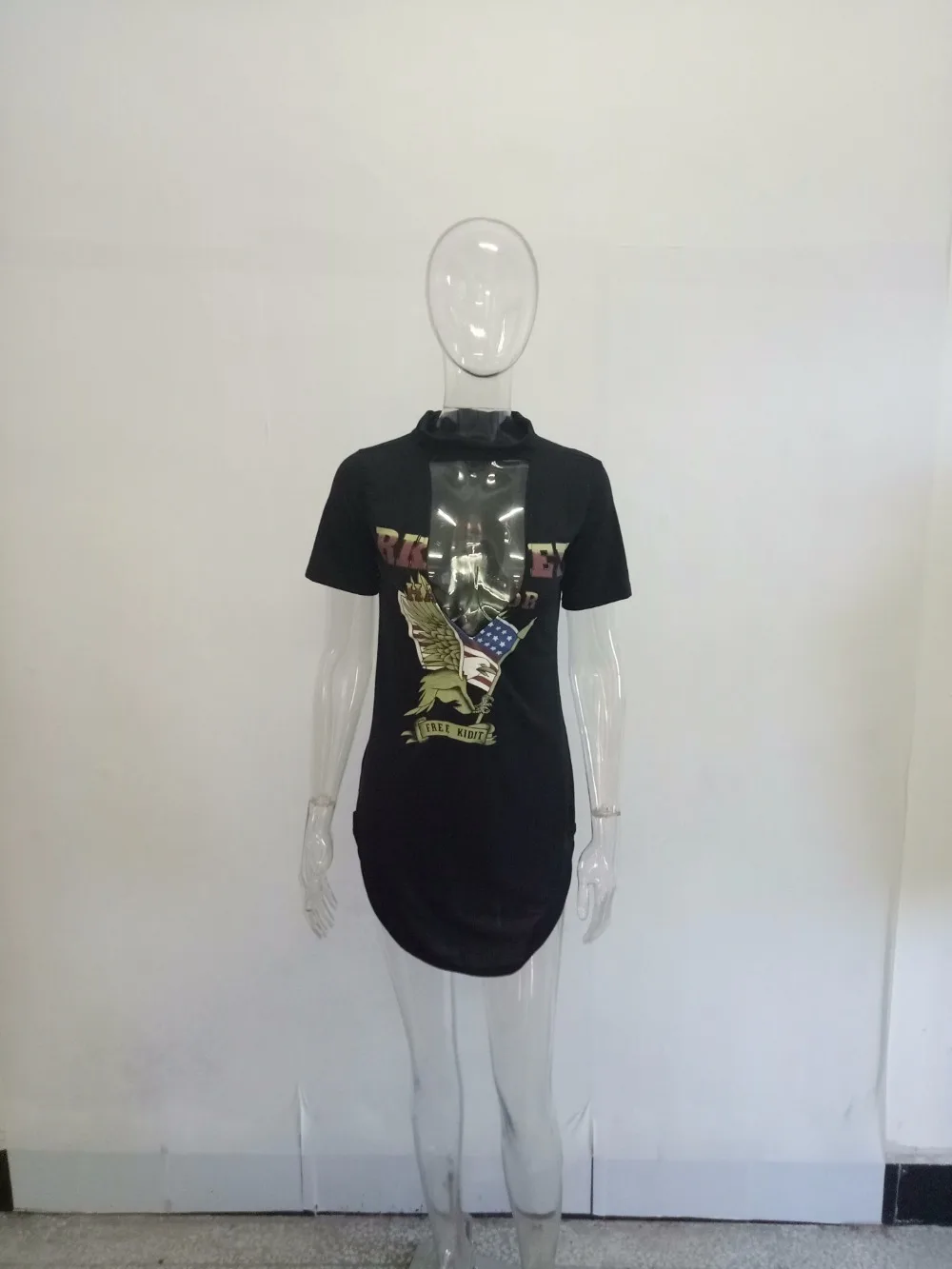 Холтер Мода Hawk печати Сексуальная глубоким v-образным вырезом Женские рубашки Top