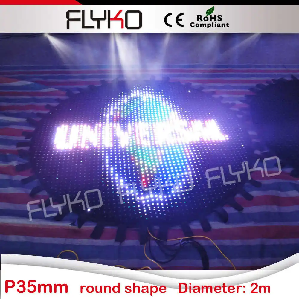 

Сшивающаяся мягкая светодиодная занавеска с дистанционным управлением RGB3in1 P3.5cm Диаметр круглой формы 2 метра