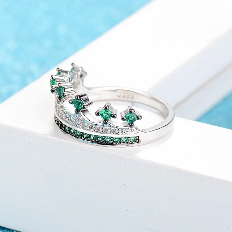 Seanlov Romantic Crown Rings Silver Color Blue Red CZ For Women Fashion Green Zirconia Jewelry Wedding | Украшения и аксессуары