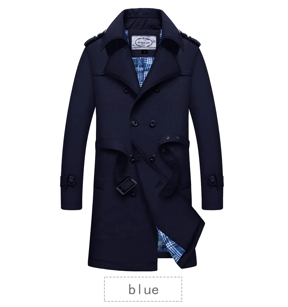 New Trench Coat Jacket Overcoat Casual Men's windbreakers Solid Color X-Long Men Fashion Autumn Jackets