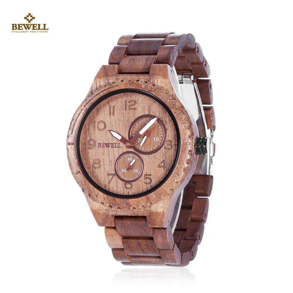 BEWELL ZS W154A Роскошные Брендовые мужские деревянные часы с календарем светящиеся