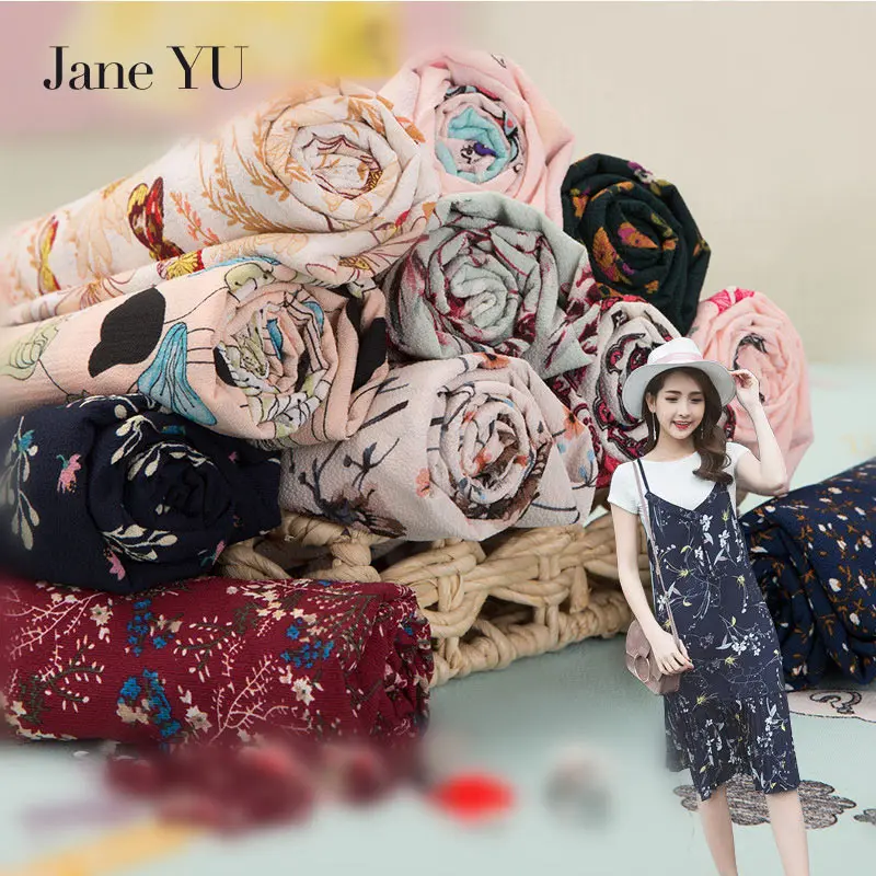 JaneYU 2019 100% шифоновая ткань летние цветы натуральный шифон с принтом для платья