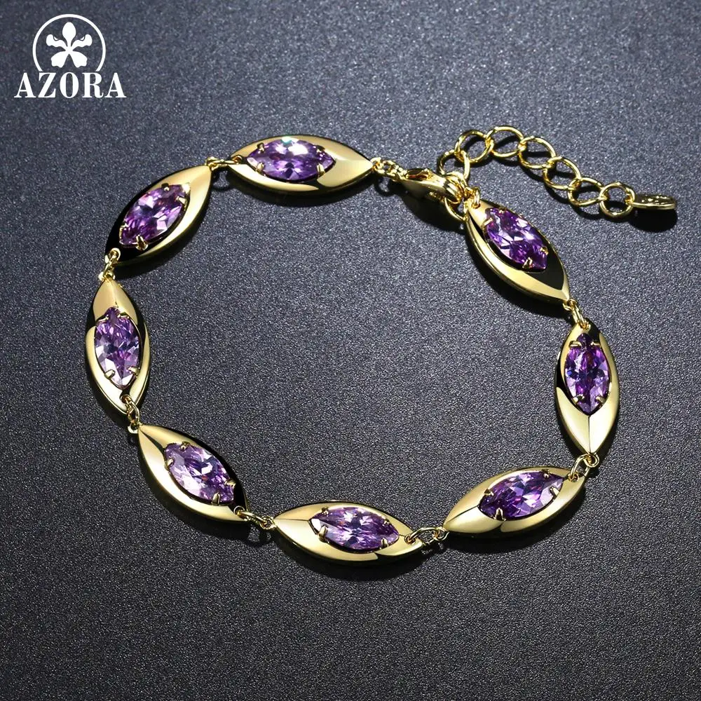 Женский браслет с фианитом AZORA золотистый украшенный TS0183 2019|Цепочки и браслеты| |