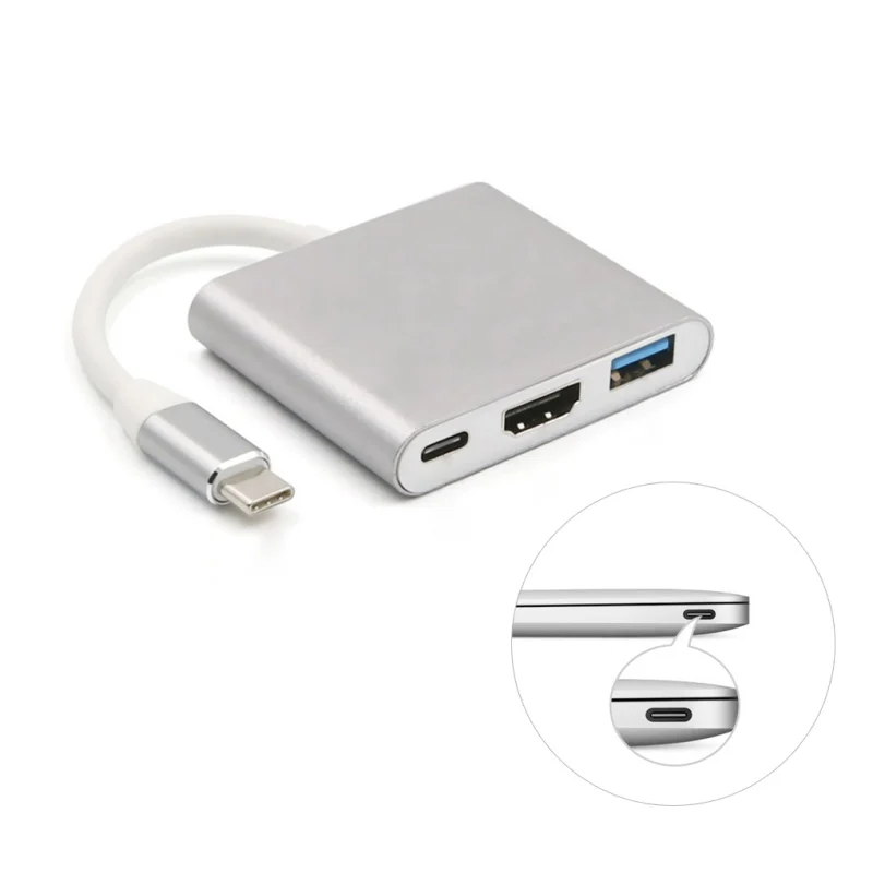 Многопортовый адаптер type C на 4K HDMI USB 3,0 кабель для зарядки адаптер USB-C 3,1 конвертер для Macbook samsung Android